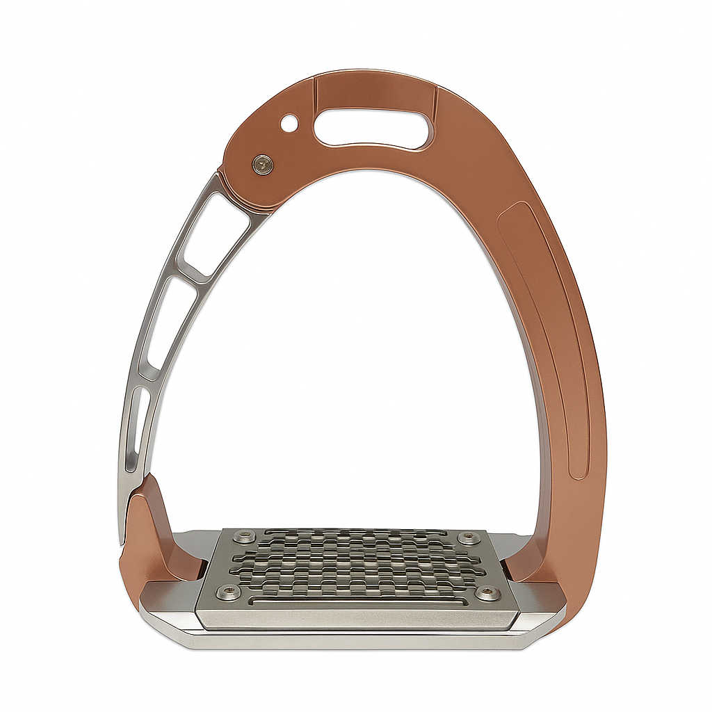 Equisafety Caballus Safety Stirrups - Single Arm Action & 5 degree inclination - Rose Gold