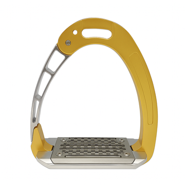 Equisafety Caballus Safety Stirrups - Single Arm Action & 5 degree inclination - Gold