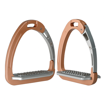 Equisafety Caballus Safety Stirrups - Double Arm Action & 5 degree inclination - Rose Gold