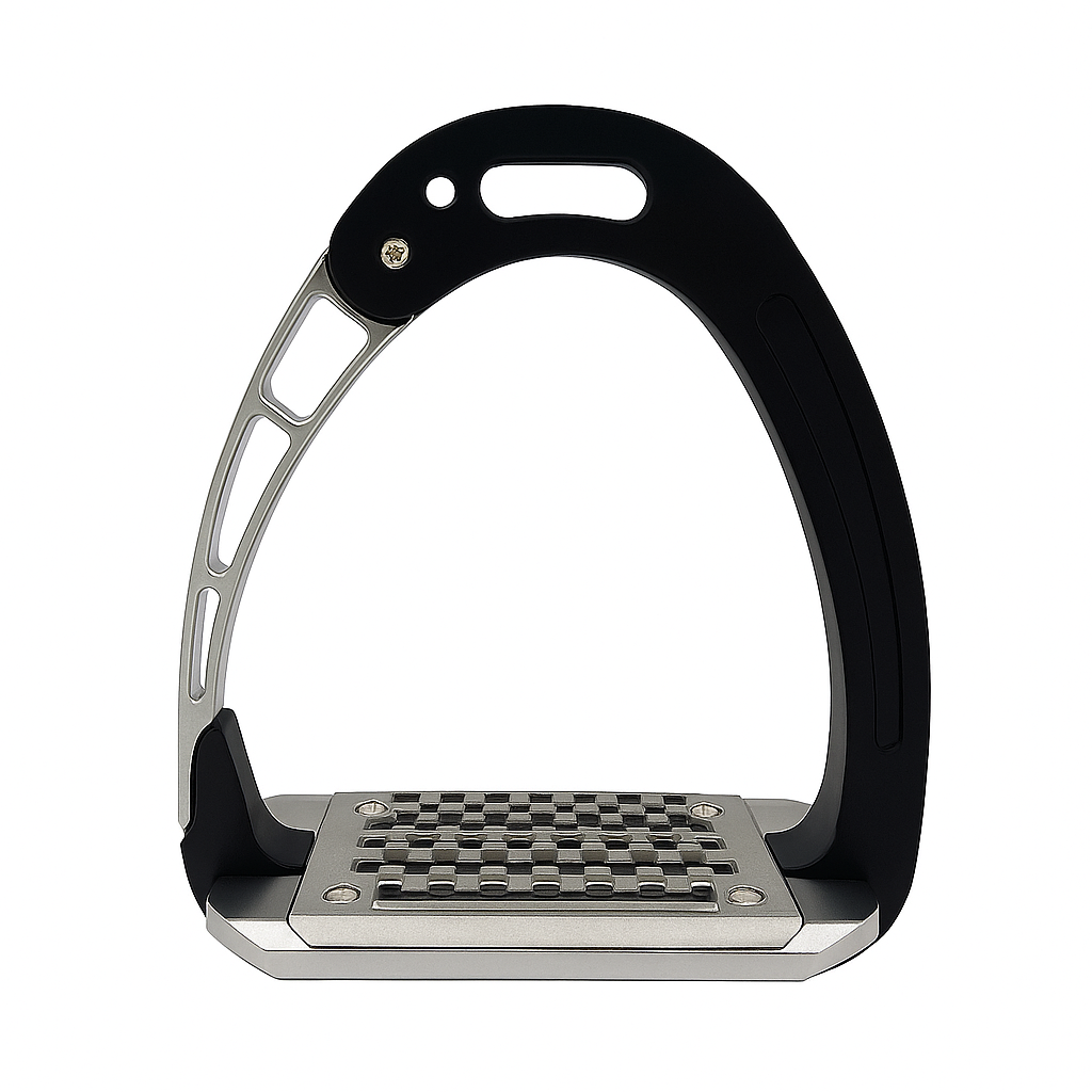Equisafety Caballus Safety Stirrups - Single Arm Action & 5 degree inclination - Black