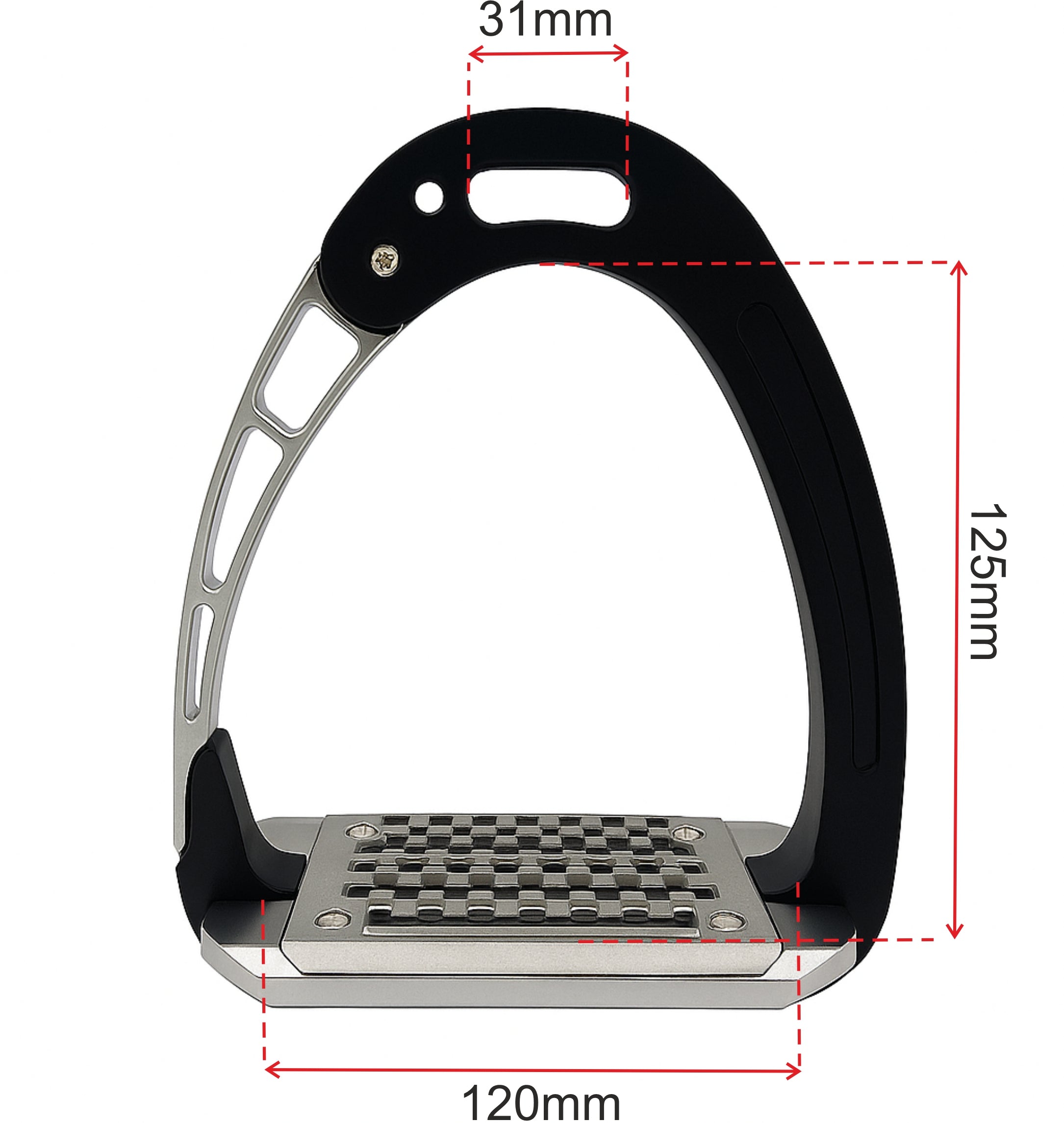 Equisafety Caballus Safety Stirrups - Single Arm Action & 5 degree inclination - Black
