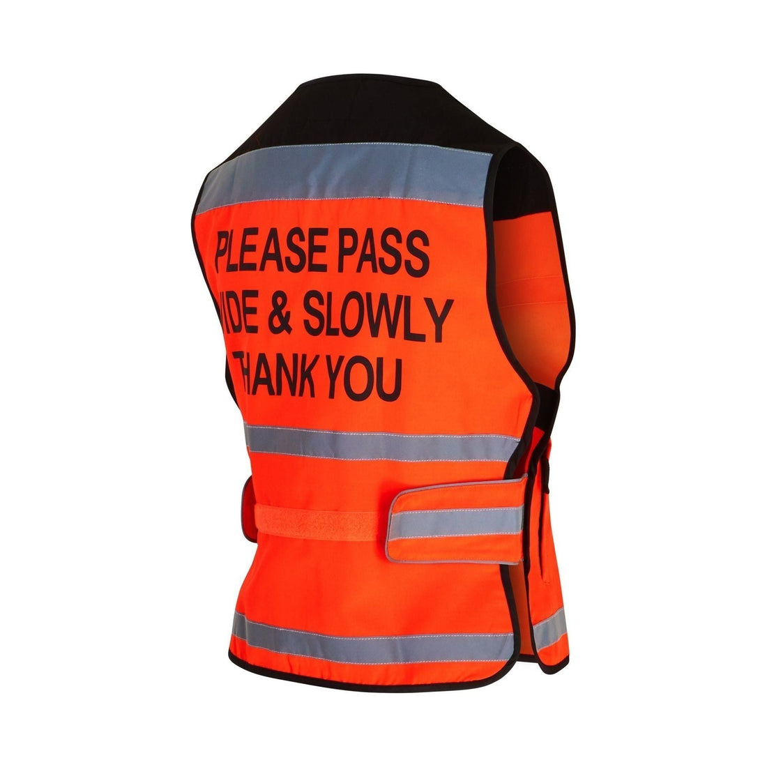 Equisafety Hi Vis Waistcoat Red - Orange - PLEASE PASS WIDE AND SLOWLY - Equisafety
